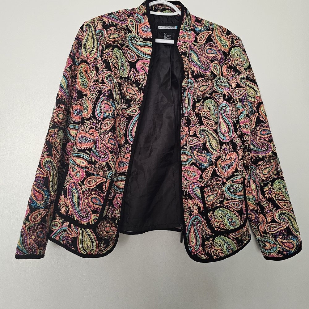 Paisley Multicolor Quilted Women's Jacket Whimsigoth Boho Dark Cottagecore 90s
